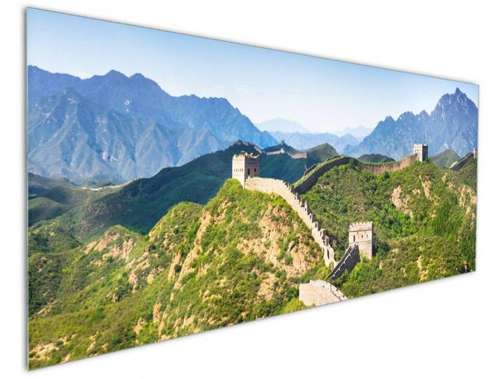 Wallario Küchenrückwand Die Chinesische Mauer - Wahrzeichen in China im Sommer, (1-tlg)