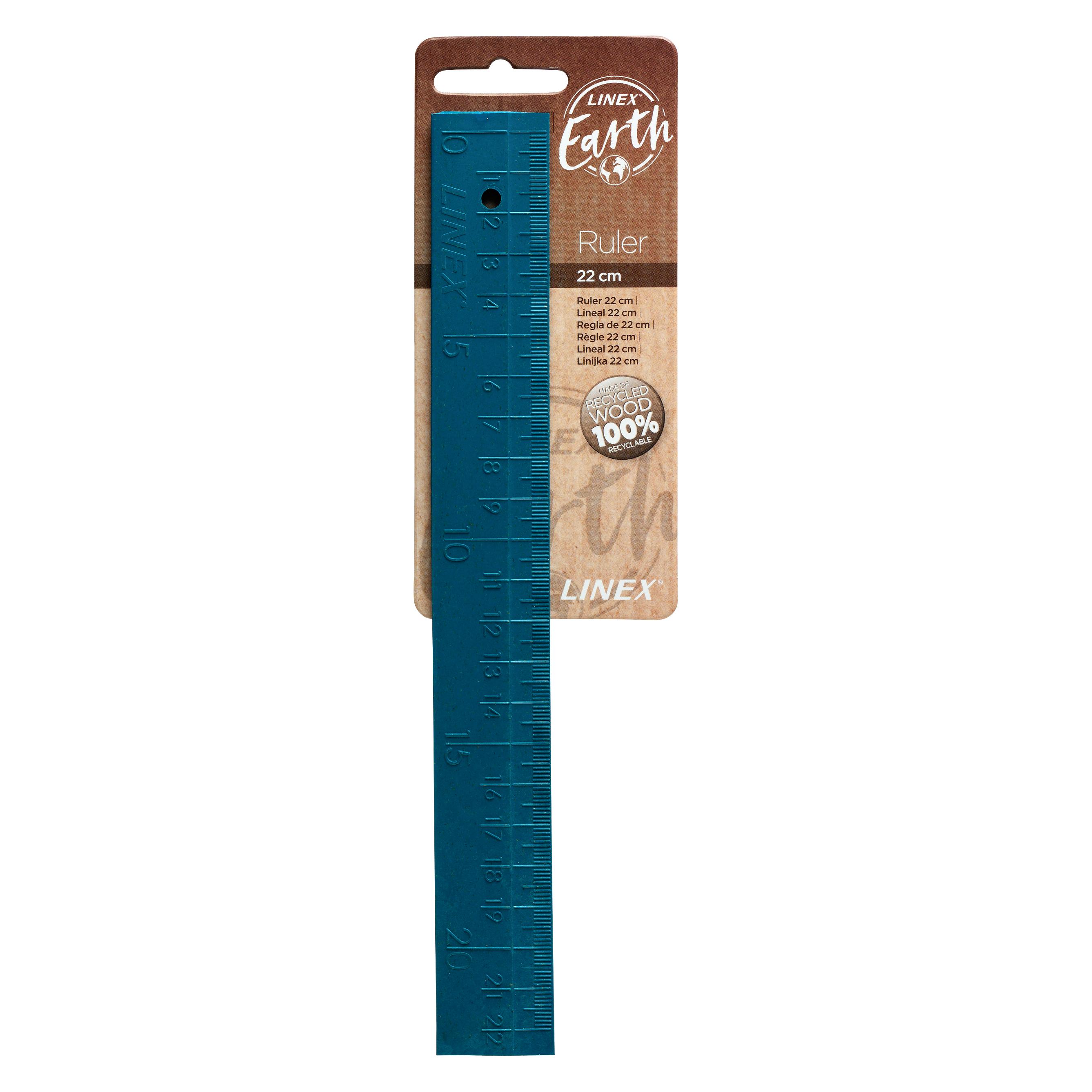 Linex Lineal earth rewood, recyceltes Holz, 22 cm, blau (22 cm, Holz) (400132509)