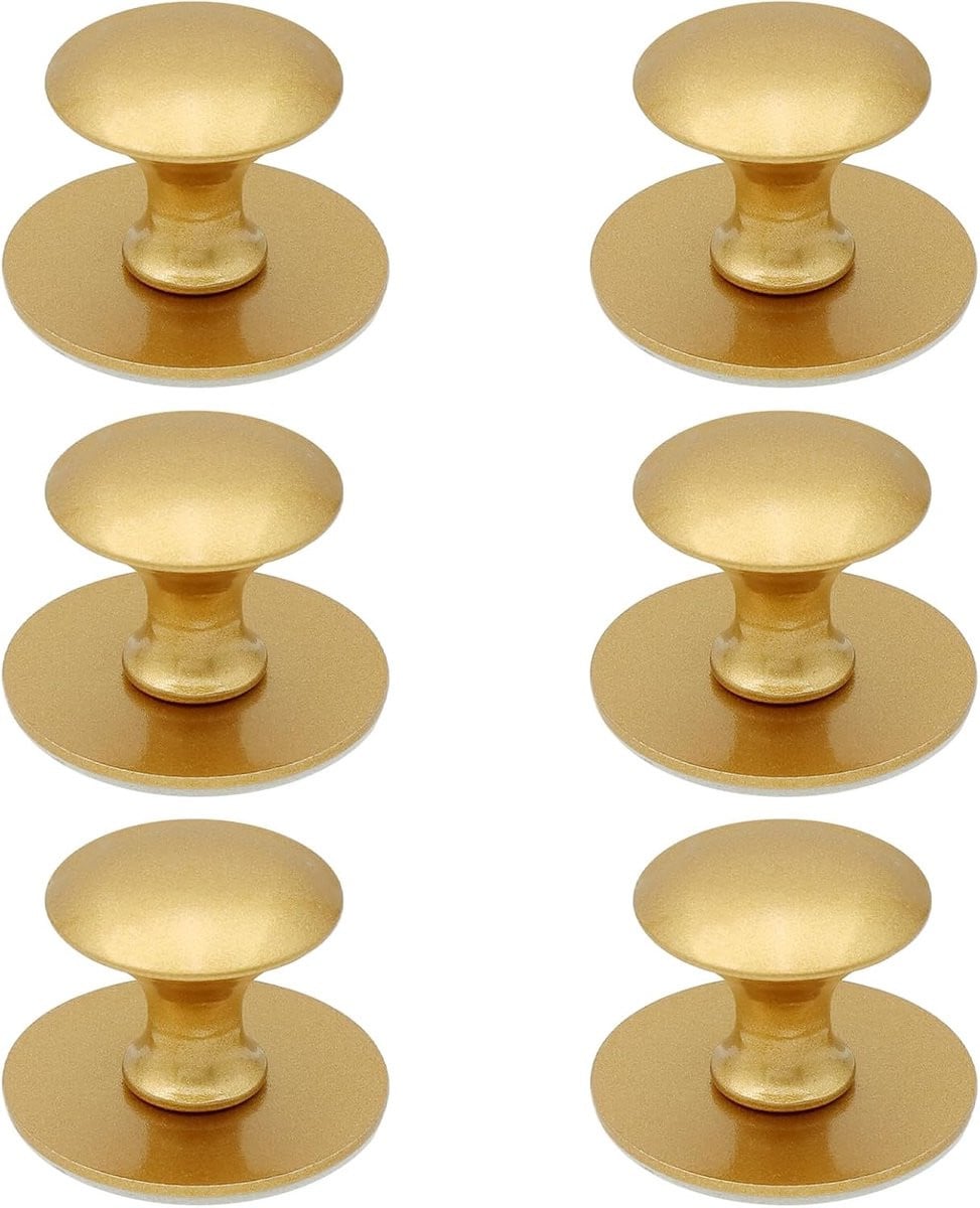 SnelShoppen Set van 6 Gouden Zelfklevende Kastknoppen van RVS