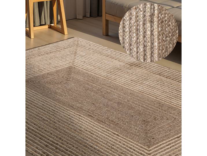 HANSE Home Juno Line Juteteppich rechteckig 9 mm Höhe Jute, Shape, Handgemacht, Wohnzimmerteppich, Naturteppich, Wohnzimmer