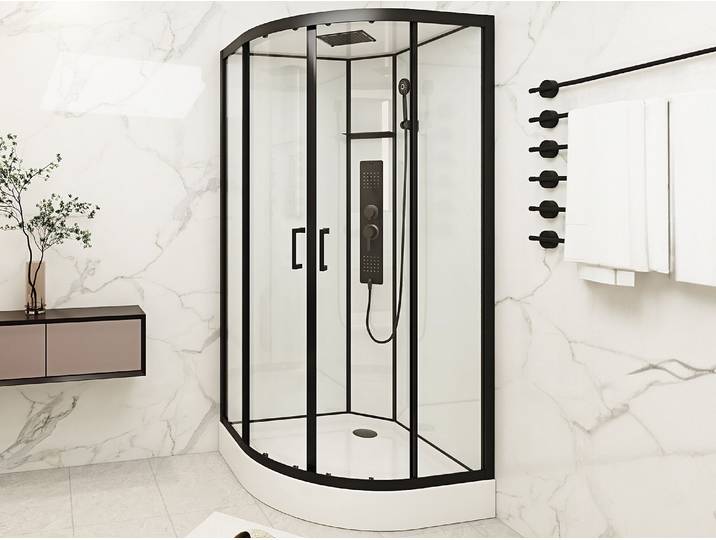 Cabine de douche hydromassante en quart de cercle - L90 x l90 x H215 cm - SOLENA