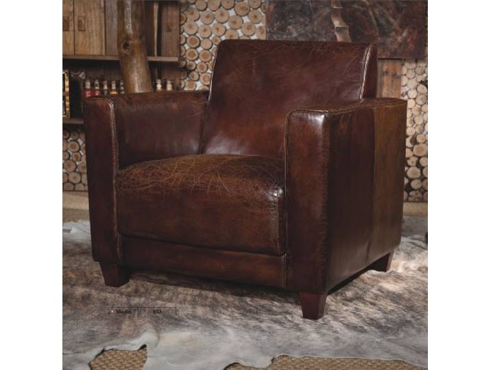 Phoenixarts Echtleder Vintage Sessel Ledersessel Braun Antik Design Lounge Retro Sofa Möbel NEU 441