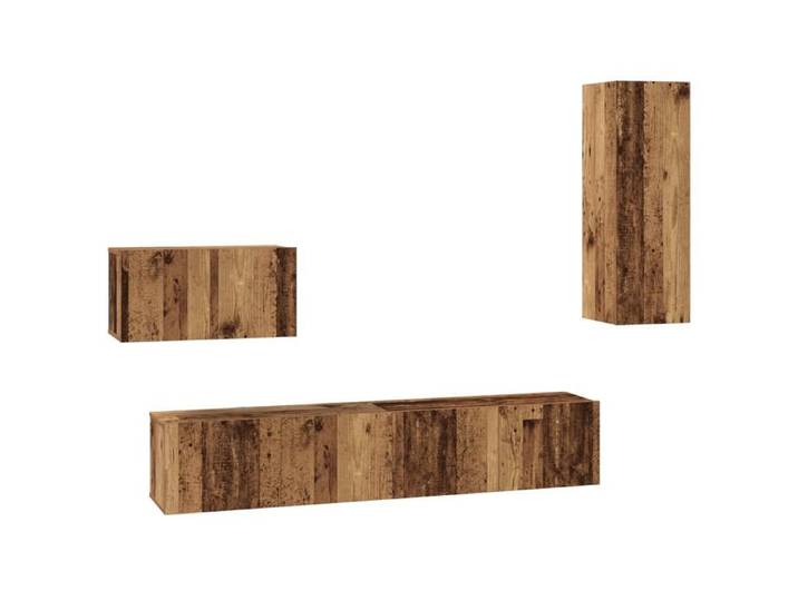 Meuble TV mural 4 pcs - armoires suspendues Bois ancien Moyen Bois Ingénieur - Porte(s) RUI07 6177