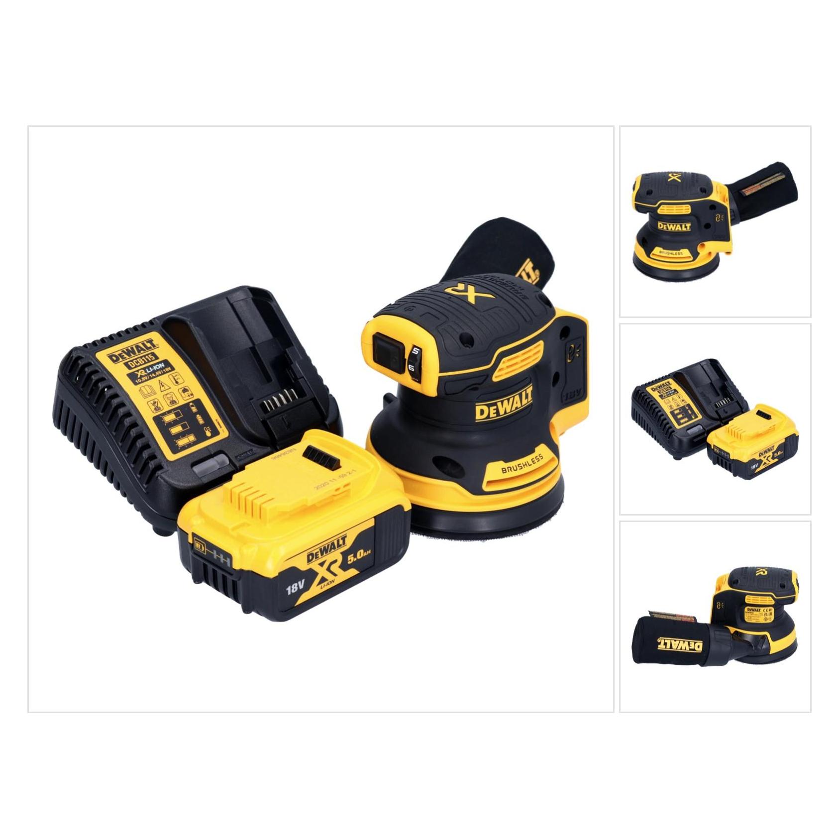 DeWalt DCW 210 P1 Akku Exzenterschleifer 18 V 125 mm Brushless + 1x Akku 5,0 Ah + Ladegerät (Exzenterschleifer) (DCW210N)