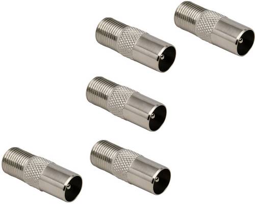 BKL Electronic 0403555 Koax-F-Adapter Anschlüsse: Koax-Stecker IEC, F-Buchse 5St.