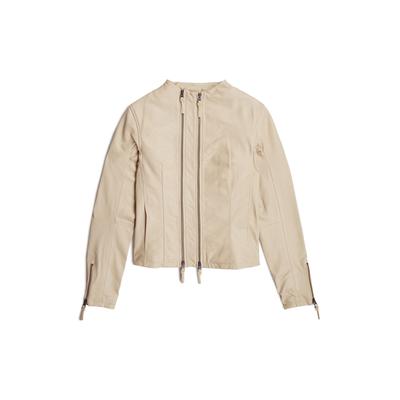 Lederjacke G-STAR "Lynn Leather Biker-Jacke", Damen, Gr. S, beige (cream), Obermaterial: 100% Leder, Jacken