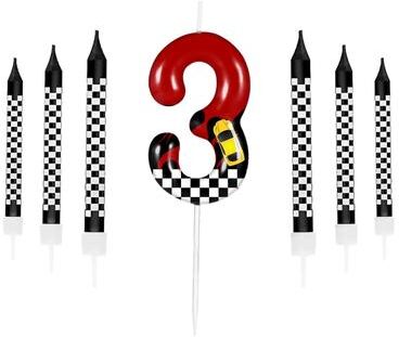 Uplift Treasures Racing Cars Number Birthday Cake Candles Set 3