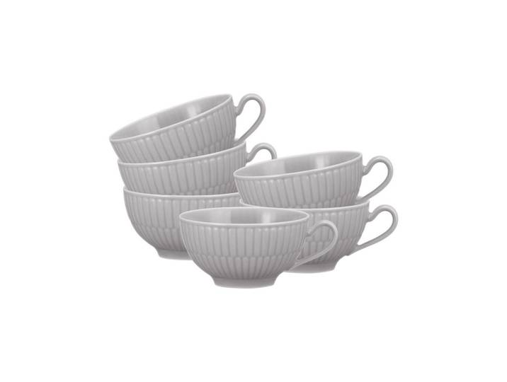 Seltmann Weiden Teetassen Amina Silbergrau 0,14 l 6er Set, Grau, Keramik, Rund, Geschirr, Tassen, Teetassen