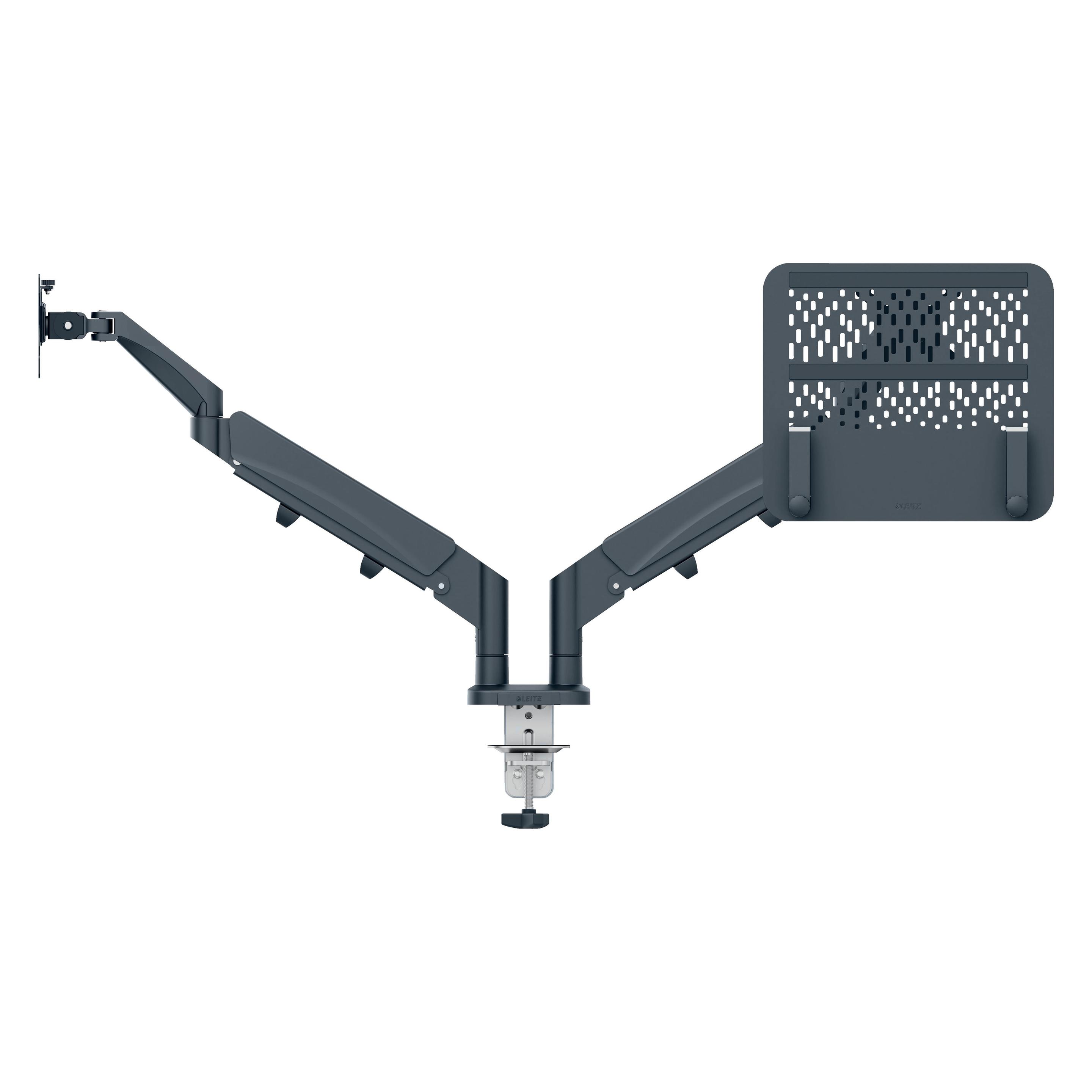 Leitz Ergo Platzsparender Dual Monitorarm mit Laptophalterung (Tisch, 32", 9 kg) (6538-00-89)
