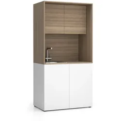 Büroküche NIKA mit Waschbecken und Wasserhahn 1000 x 600 x 2000 mm, Eiche natur, links