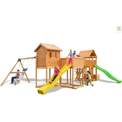 Fungoo Spielturm "Maxi Set Play Box My Side Fortress Toybox Rainbow Move+",teak,