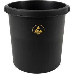 Wetec ESD-Papierkorb mit ESD-Logo, rund, Abfalleimer, Schwarz