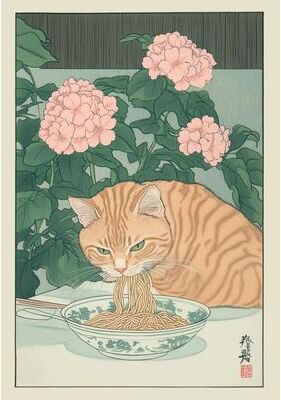 Inspired Living Japandi Cat Bath Canvas Print Funny Cat Wall Art For Stylish Bathroom Wall Decor 10 20x30cm Unframed