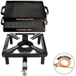 Allgrill Hockerkocher mit Gussgrillplatte 32x32 cm - ideal für Camping und Profiköche
