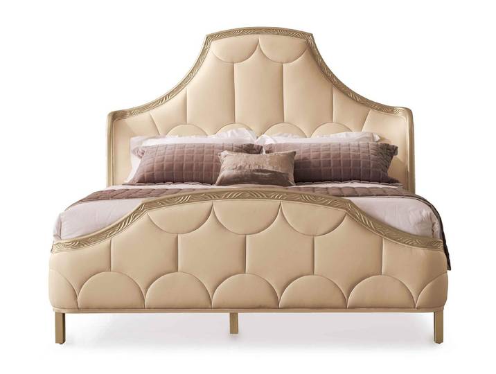 JVmoebel Polsterbett Beige gepolstertes Doppelbett mit Holzfüßen für modernen Schlafkomfort, Made in Europa
