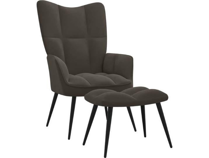 vidaXL - Relaxstoel - met - voetenbank - fluweel - donkergrijs