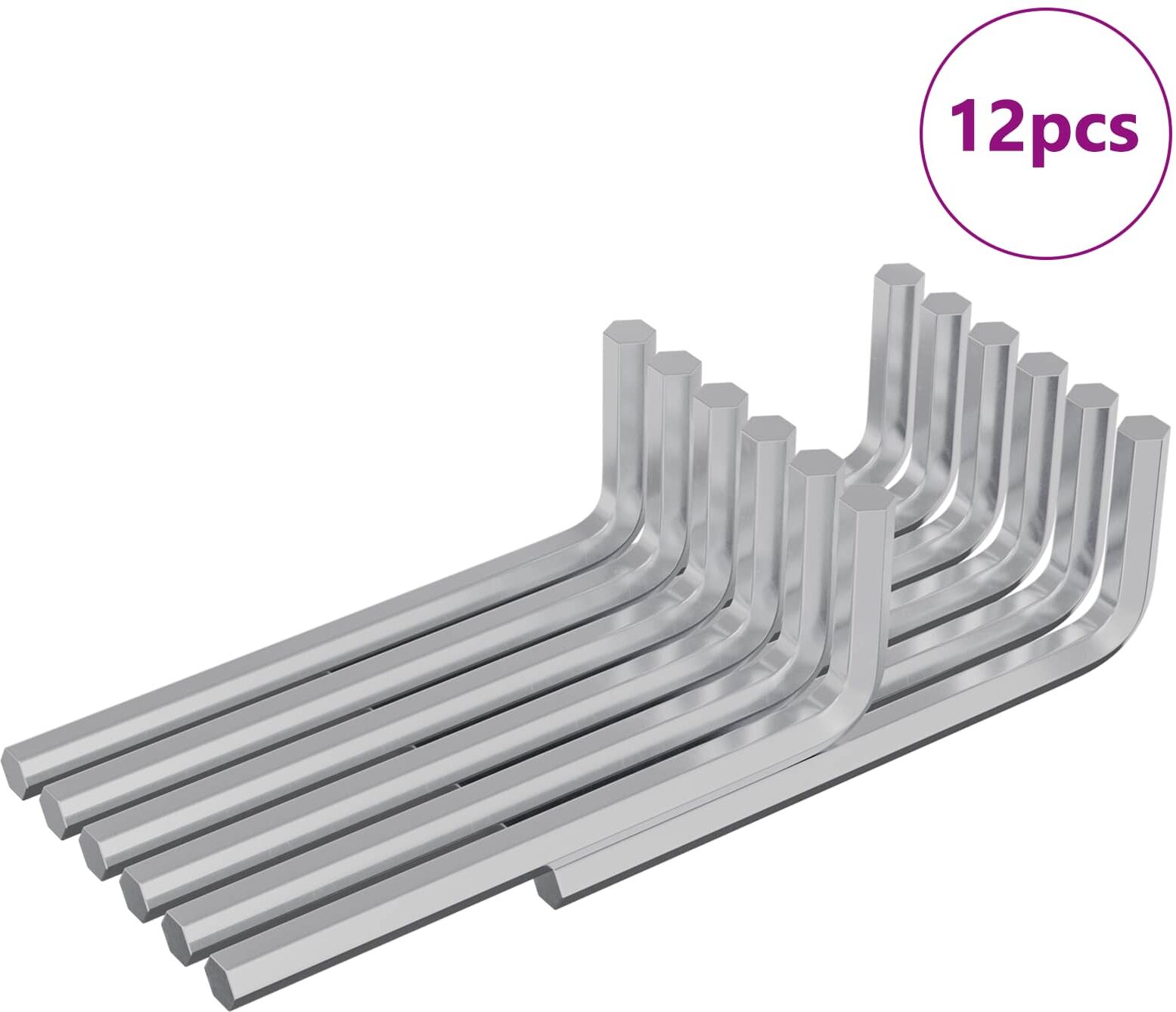vidaXL Clé hexagonale 12 pièces Argenté 32 x 86 mm Acier