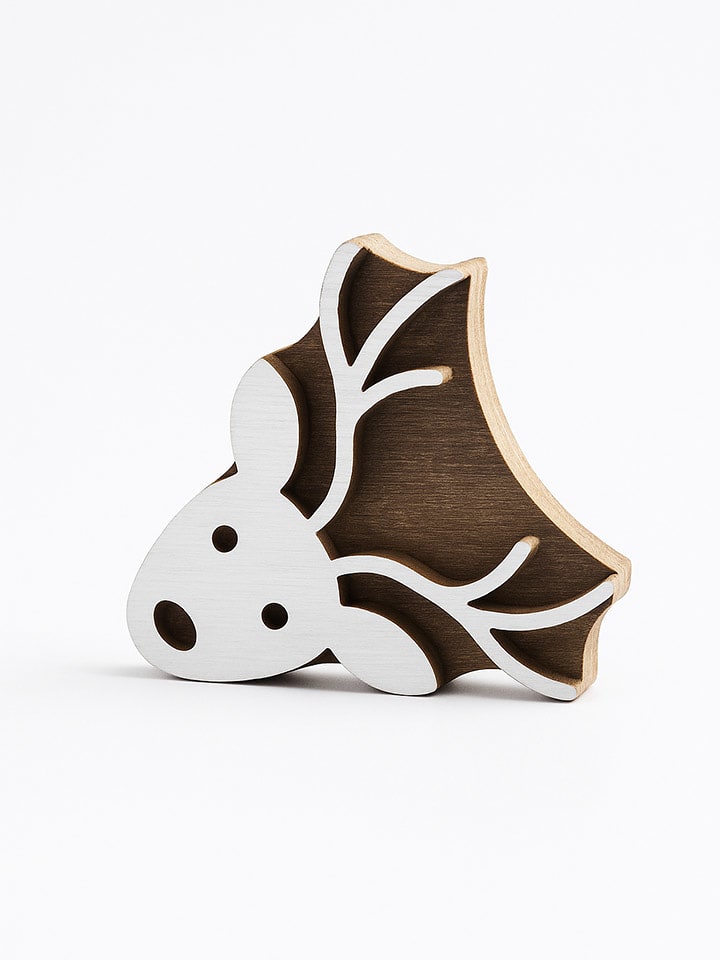Samimi Blockdruck-Stempel ''Deer'' in Natur/ Weiß - (L)7 x (B)7 cm - onesize