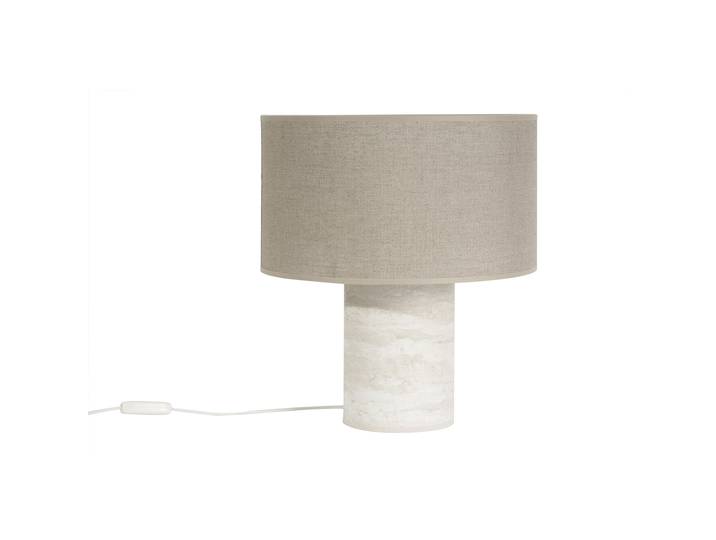 Lampe à poser design effet travertin et abat-jour en lin H37 cm SEMA