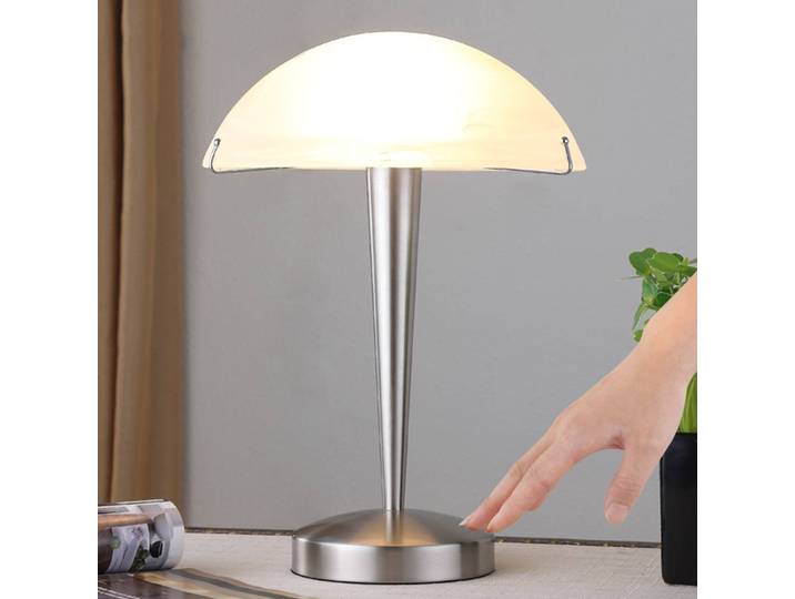 Tischlampe Viola Lindby, weiß / opal, für Schlafzimmer, Metall, Modern