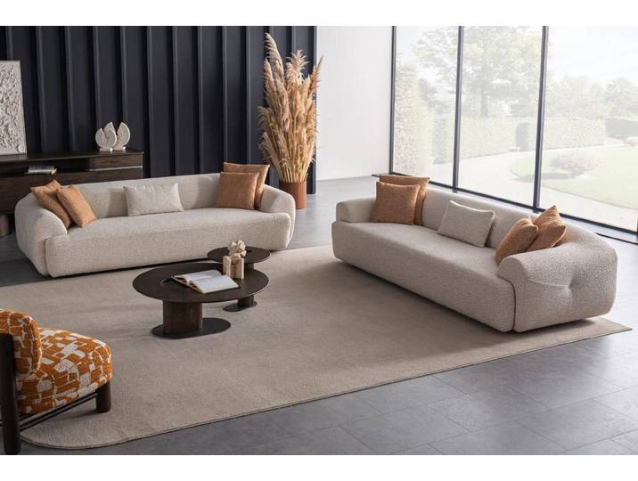JVmoebel Polstergarnitur Beiges Sofa Set von JVMoebel mit Kissen und hohem Sitzkomfort, (Set, 2-tlg)