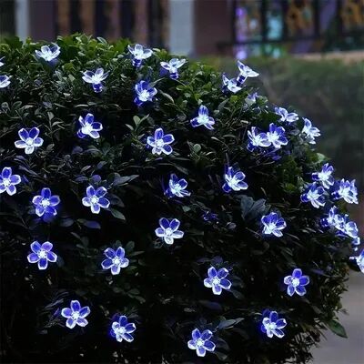 Quick Pick Pro Cherry Blossom Solar String Lights Waterproof LED Outdoor Fairy Lights With Lighting Modes blue