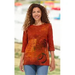 Baumwoll-Shirt in Druck rot in Größe 48/50 von DW-Shop, Rot, 48/50