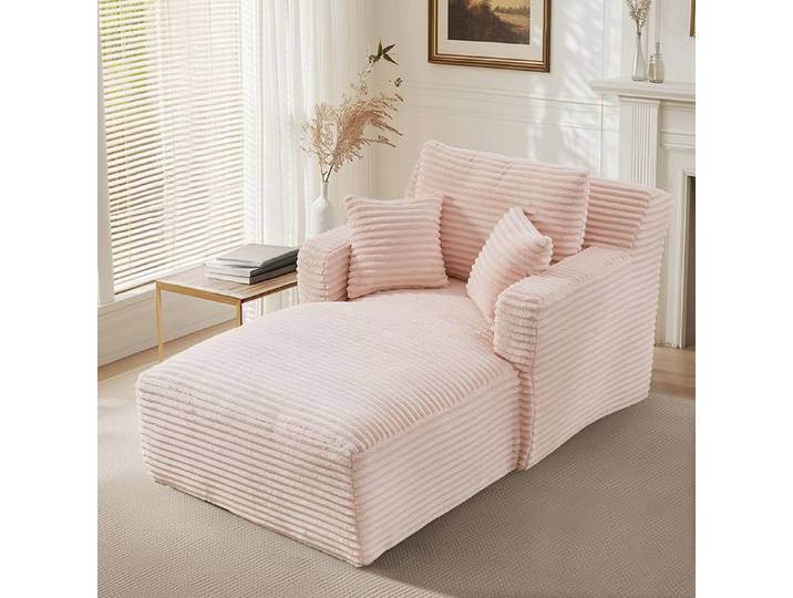 Canapé-lit Canapé simple moderne en velours côtelé - chaise longue inclinable confortable Rose sans montage