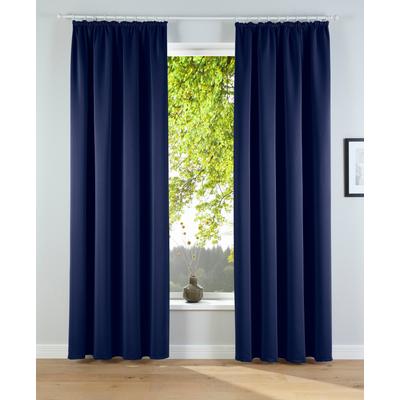 Verdunkelungsvorhang OTTO HOME "Solana, Gardinen mit Kräuselband, verdunkelnd, 2er Set, Topseller" Gr. 2, blau (dunkelblau), B:140cm H:175cm, Polyester, Gardinen, 2er-Set Verdunklungsvorhang mit Thermofunktion, Bestseller, einfarbig