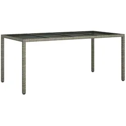 vidaXL Gartentisch Grau 190x90x75 cm Gehärtetes Glas und Poly Rattan