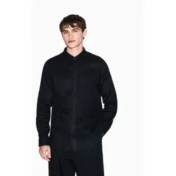 A|X Armani Exchange für Herren. XM001221AF14619UC001 Schwarzes Leinenhemd, Fit-Passform (S), Lässig, Klassisch, Langarm
