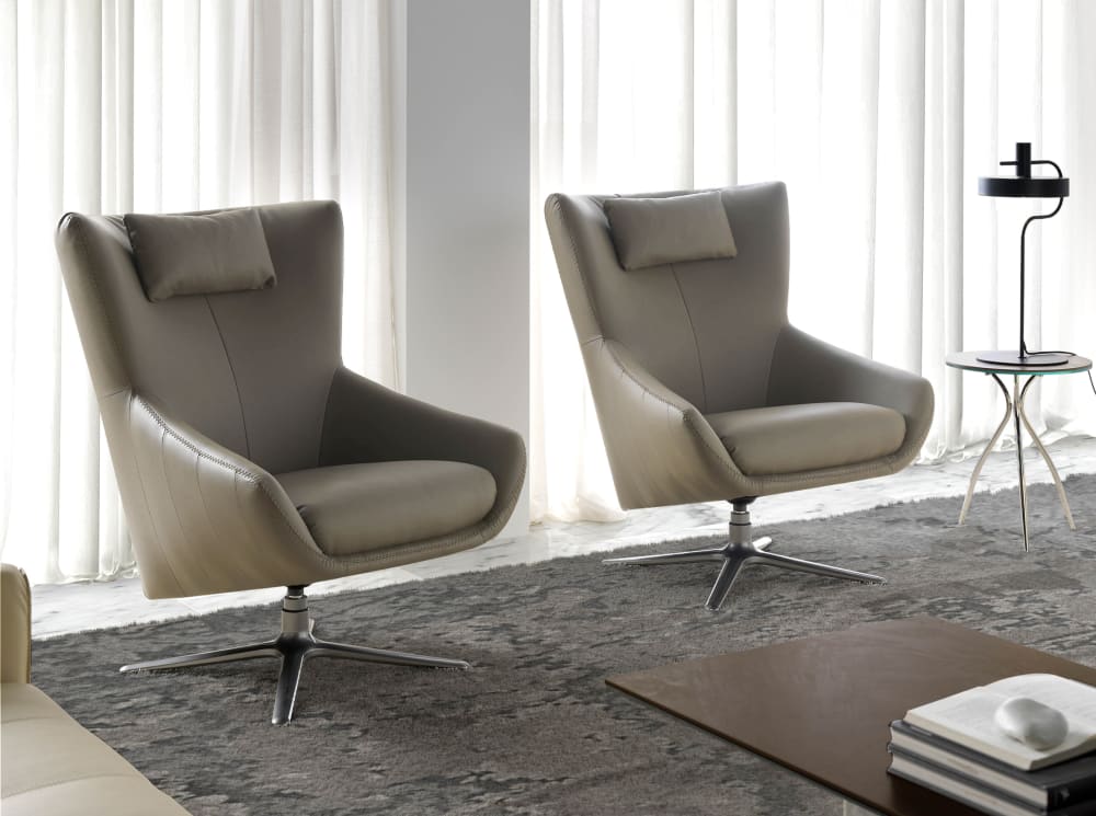 Angel Cerda Fauteuil pivotant simili cuir vison Taupe 90x100x76cm