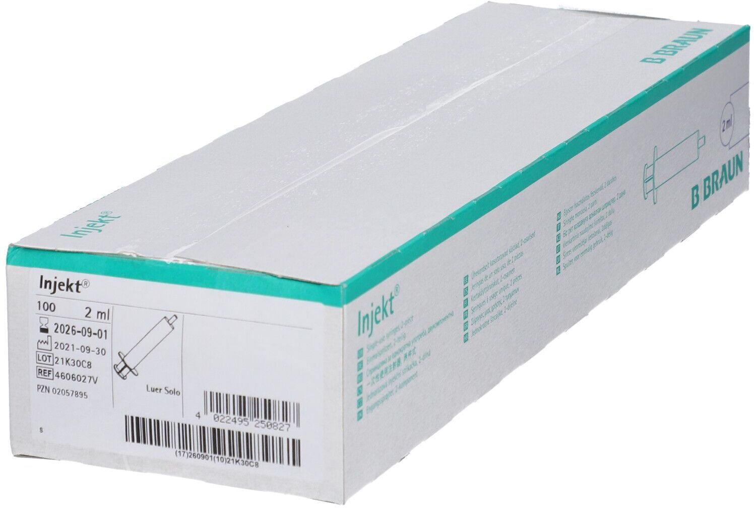 Braun Injekt® Solo 2-teilige Einmalspritzen mit zentrischem Konus Luer-Ansatz Spritzen 100x2 ml 100x2 ml Spritzen