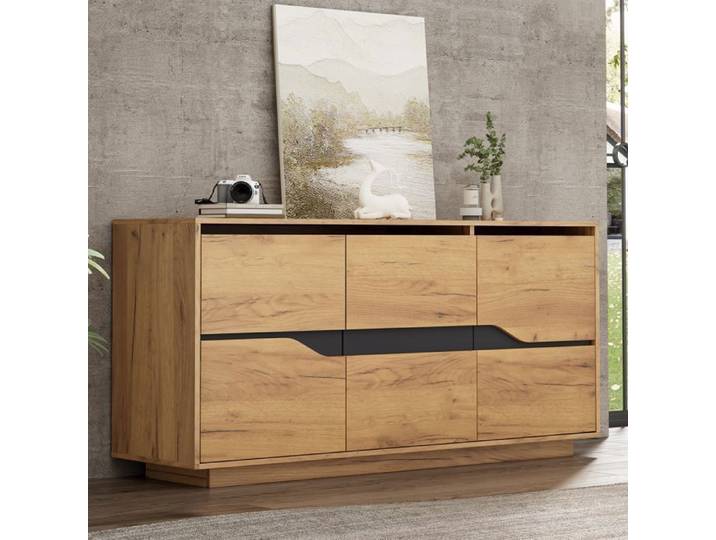 Buffet commode de salon avec cloisons réglables armoire de rangement buffet de canapé multifonctionnel couleur bois originale