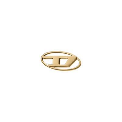 Single-Ohrstecker DIESEL "Schmuck Geschenk Edelstahl Ohrringe OVAL D LOGO", gelb (gelbgoldfarben, edelstahlfarben), Ohrringe, Damen, Edelstahl