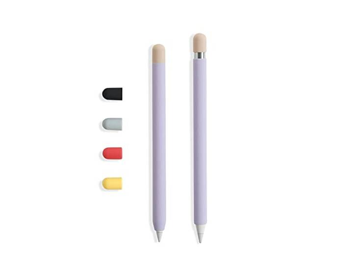 doodroo - Skin voor Apple Pencil, Lilac Beschermhoes/Hoes met 5 Gekleurde Doppen, compatibel met Apple Pencil 1e en 2e Generatie