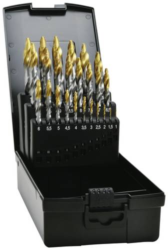 Exact 74562 Spiralbohrer StepTip Ø1,0-13,0mm 25-Stk. HSS TIN-TIP Spiralbohrer 1 mm, 1.5 mm, 2 mm, 2.5 mm, 3 mm, 3.5 mm, 4 mm, 4.5