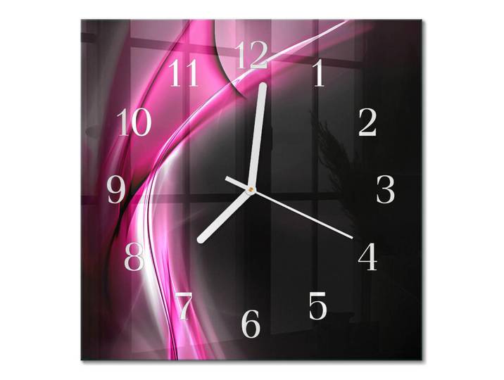 Tulup Wanduhr 30x30 cm - Abstrakte Linien, Lila, Glas, Quadratisch, 30x30x0.4 cm, Dekoration, Uhren, Wanduhren