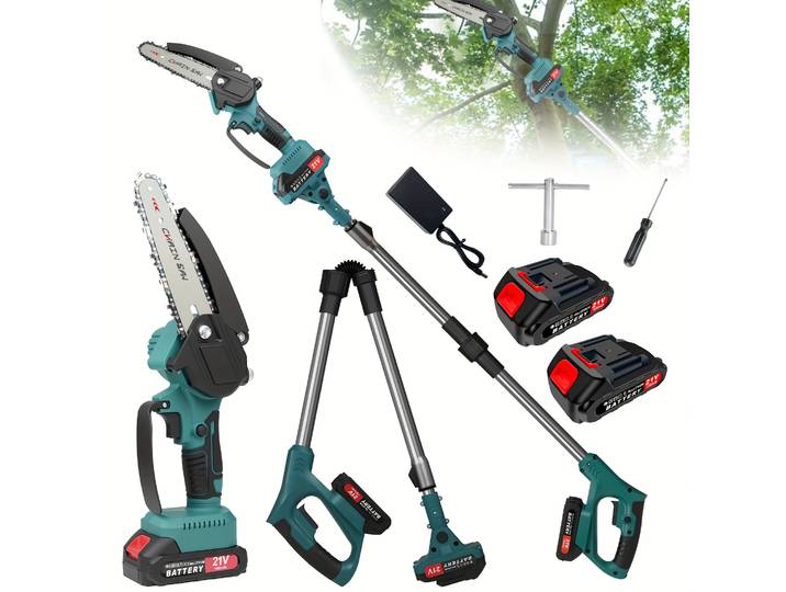 Scie à chaîne électrique télescopique de 6 pouces, sans fil, scie à branches haute, outil d'élagage de jardin 2 en 1 pour batterie Makita 18V