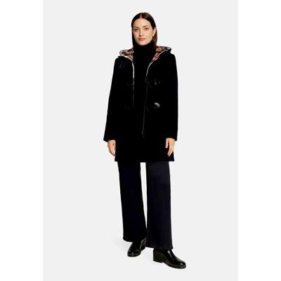 Outdoorjacke GIL BRET "Damen mit Kapuze", Damen, Gr. 36, schwarz (dunkelblau), Samt, Obermaterial: 75% Wolle, 20% Polyamid, 5% Kaschmir, tailliert, Jacken Outdoorjacke