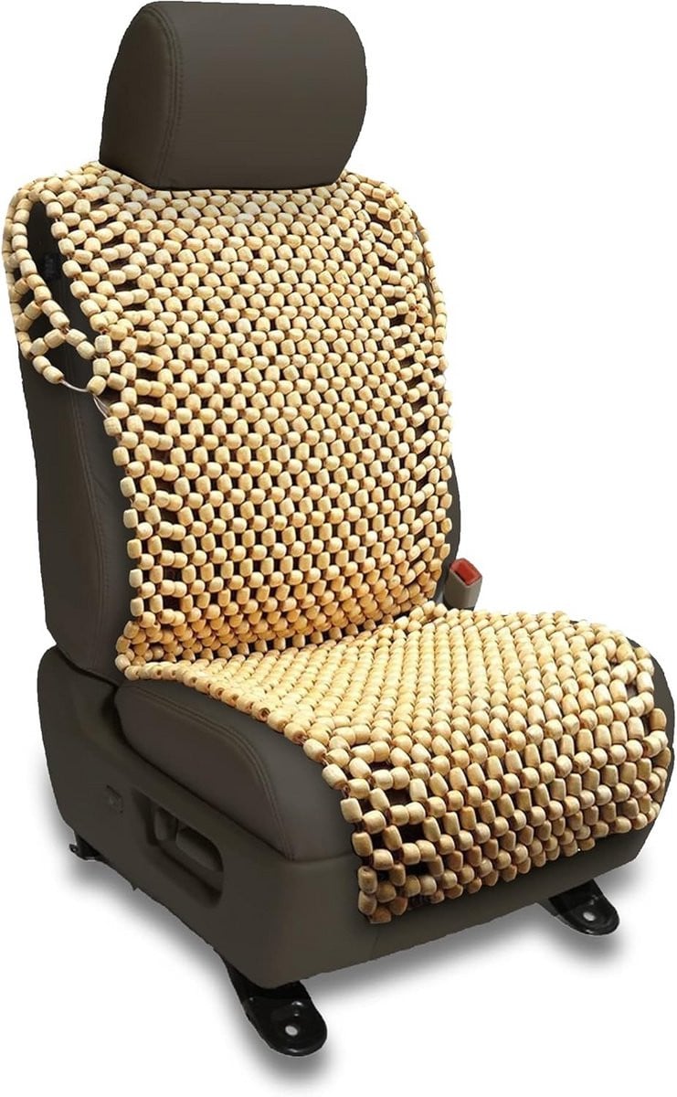 Houten Kralen Zitkussen Massage Universeel - Ventilerend en Comfortabel Autostoel Kussen