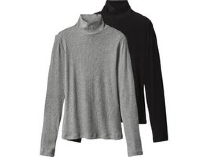 ESMARA® Lot de 2 pulls à col roulé femme (noir/gris, XL(46/48))