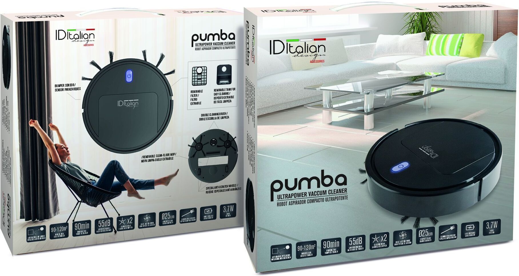 Italian Design Pumba Staubsaugerroboter   schwarz - Refurbished