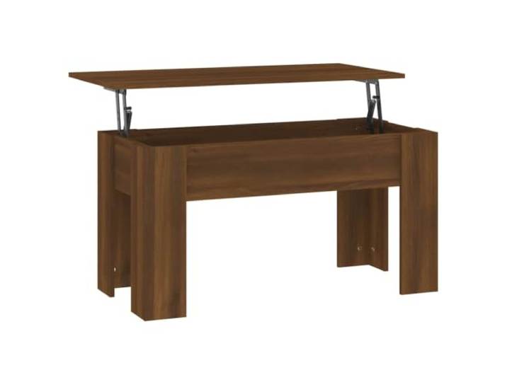 Couchtisch aus Holz Mango 101x49x52cm Eiche Braun Schublade, Regal, Uhren- und Lampenplatte, Mangoholz, rustikaler Stil, Wohnzimmer, Schlafzimmer
