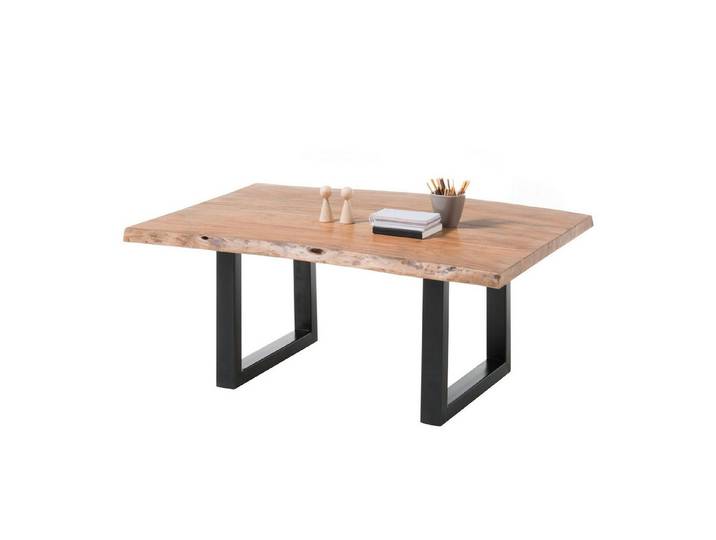 Möbel Akut Couchtisch Couchtisch India Akazie massiv Baumkante 110x70 Gestell schwarz