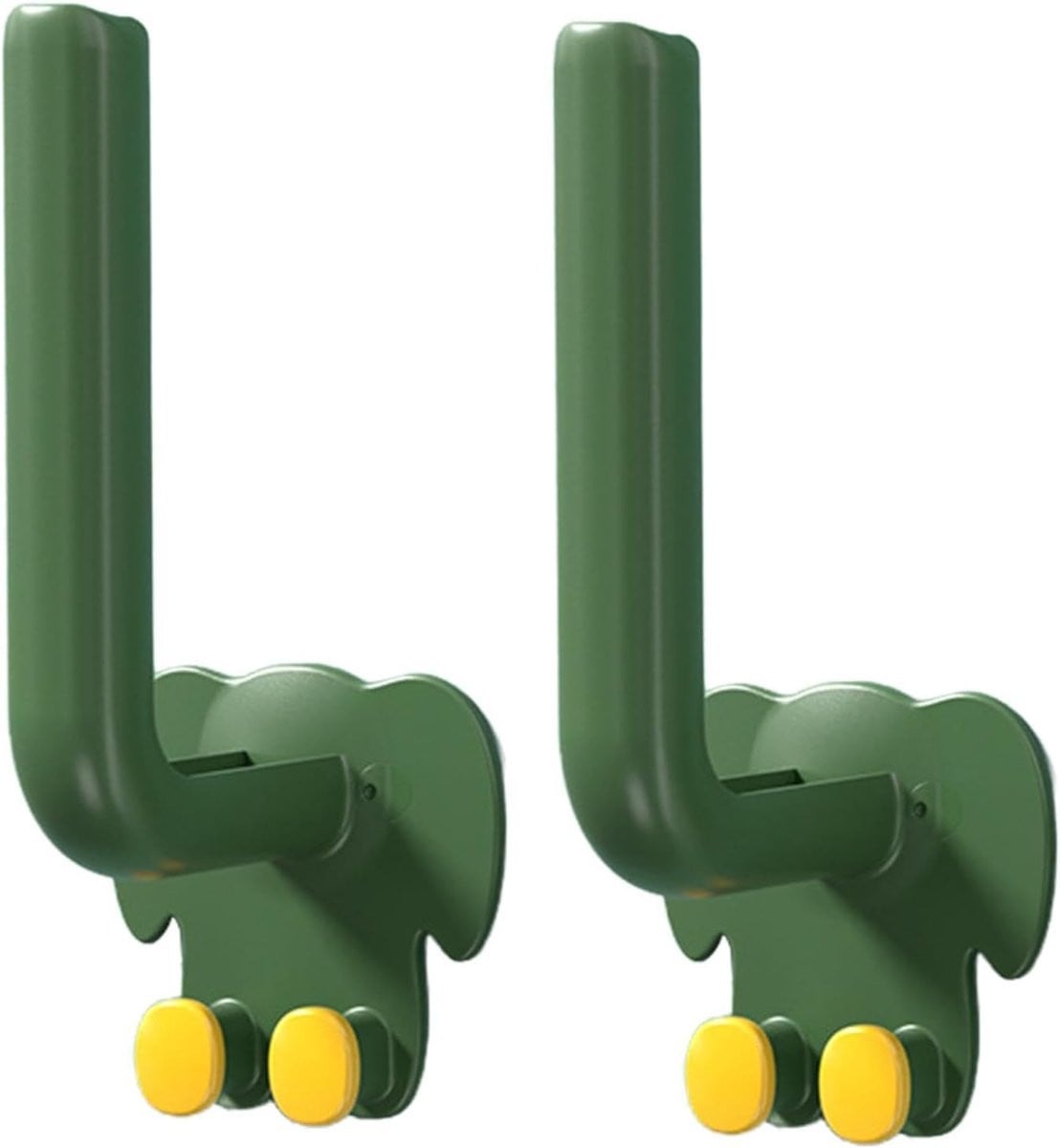 Set van 2 L-vormige dieren kapstokhaken voor sjaals en accessoires - Groen