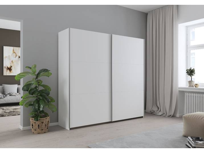 Schwebetürenschrank RAUCH AURELIO Kleiderschrank Garderobe , weiss (alpinweiß), B:218cm H:210cm T:59cm, Holzwerkstoff, Schränke, Schwebetürenschrank, 3 verschiedene Ausstattungsvarianten Griffe aus Metall MADE IN GERMANY
