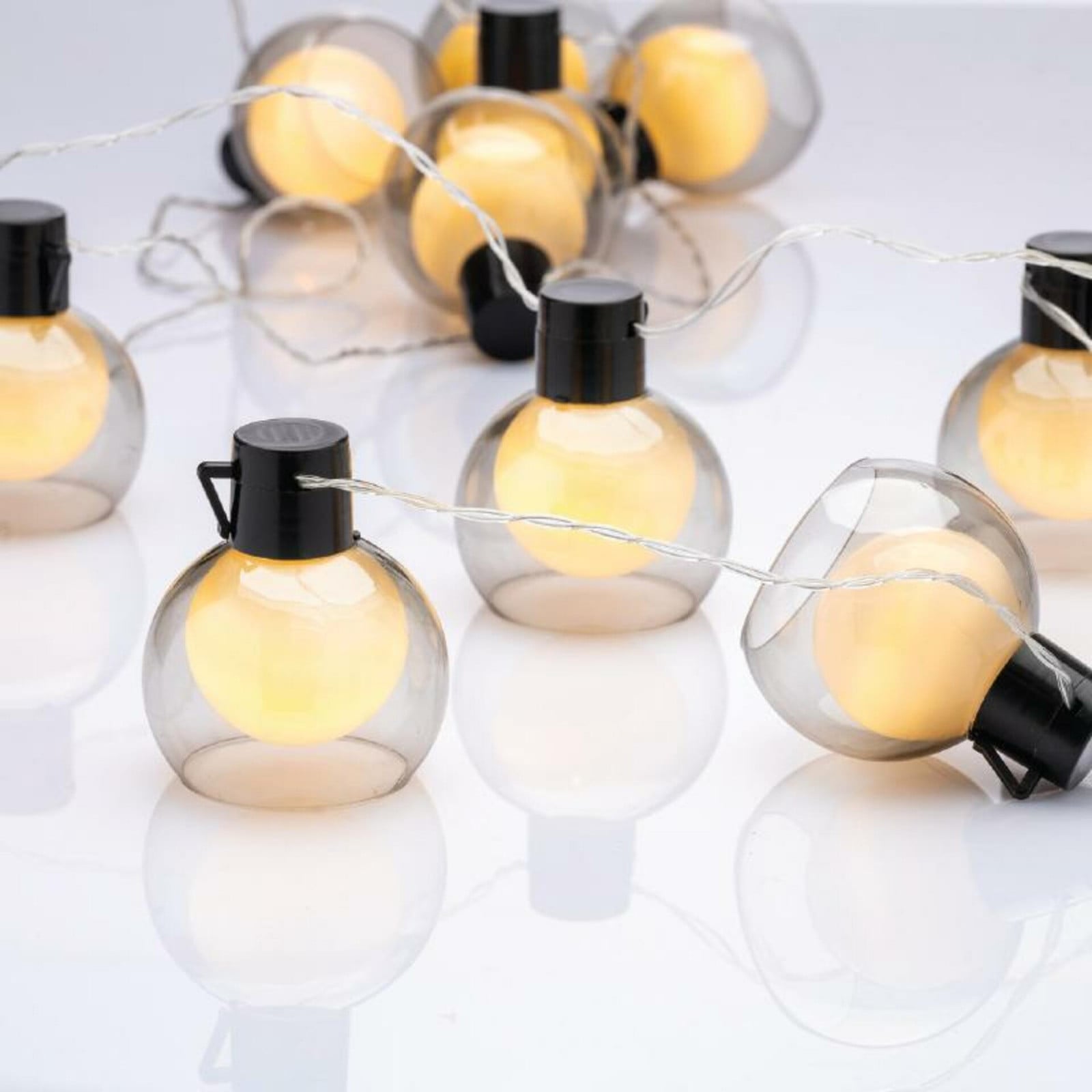 ACA Lighting Kerstverlichting LED-solarlichtketting met bolletjes, warm wit licht, 2,3 m + 50 cm, IP20