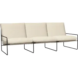 Desert Pure Bouclé Gartensofa dreifach mit schwarzem Rahmen