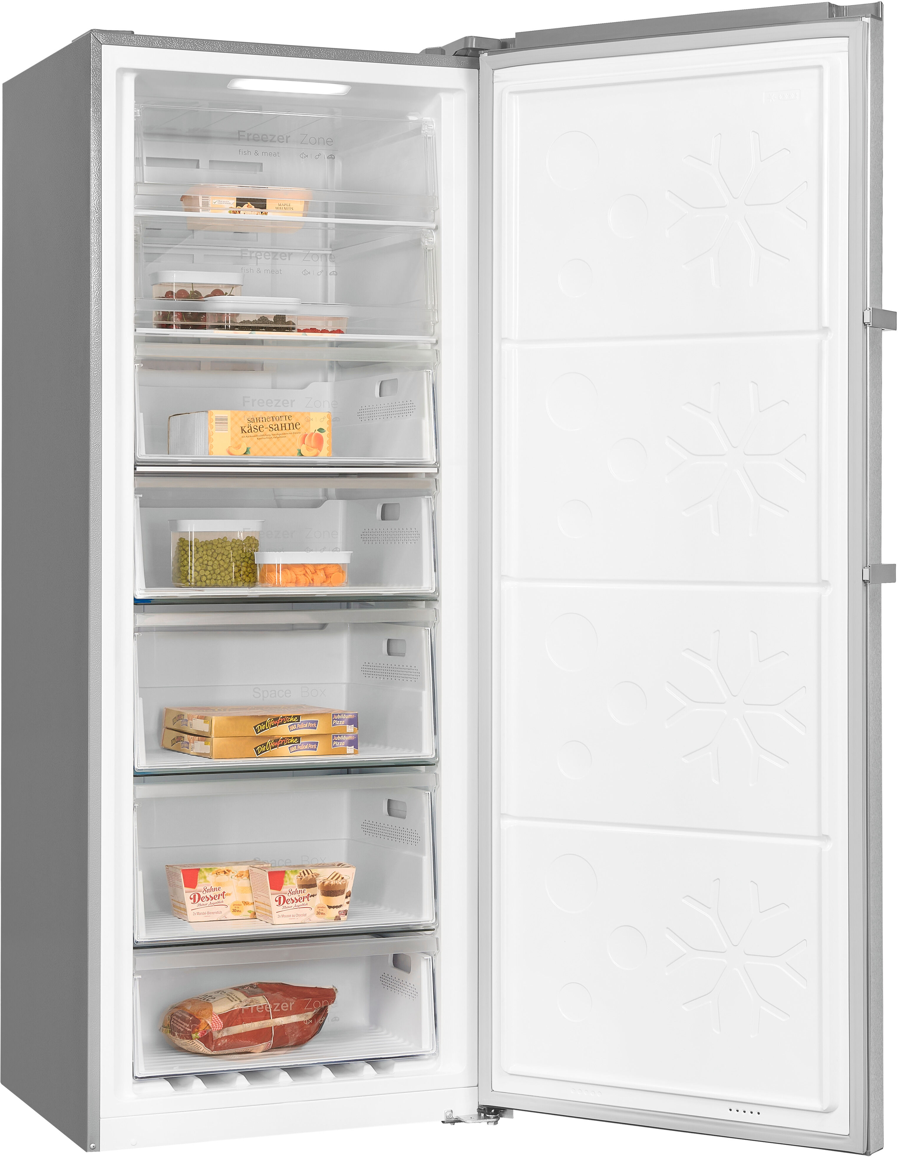 EXQUISIT Gefrierschrank "GS380-NF-H-050D", Energieeffizienz: D (A-G), silber (silberfarben), B:71cm H:185,5cm T:71cm, Gefrierschränke, Türanschlag wechselbar